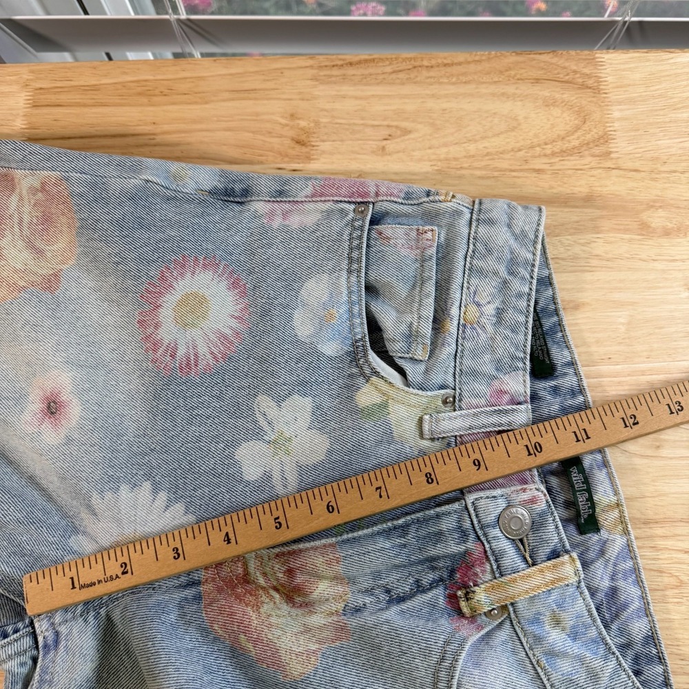 Wild Fable Jeans Women's Blue Floral Denim Light Wash Straight Relaxed Fit -‎ 00 - Picture 12 of 14